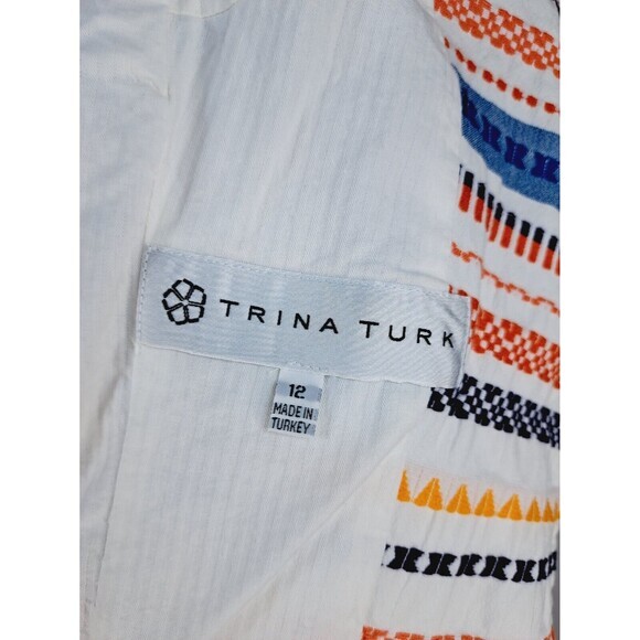 Trina Turk Beatrix‎ Embroidered Moto Zip up Jacket Blazer Coat Colorful Large 12 - Picture 7 of 11